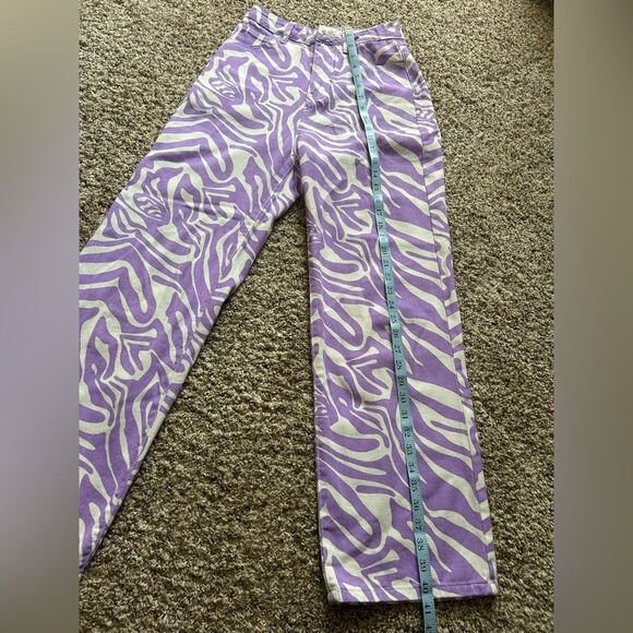 SHEIN Women’s Purple & White Zebra Print Retro Hippie Wide Leg Pants Size XS - Picture 9 of 11
